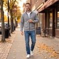thumbnail image 4 of Men's Full-Zip Polar Fleece Jacket with Zippered Pockets for Cold Outdoor Weather Long Sleeve Stand Collar Jacket, 4 of 6