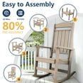 thumbnail image 6 of FOOWIN Patio Slat Rocking Chair Set of 2, HDPE Plastic Weather Resistant Porch Rocker, Brown, 6 of 10
