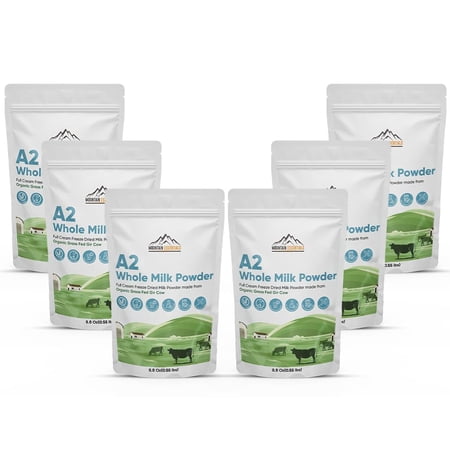 Mountain Essentials Organic A2 Whole Milk Powder 8.8 oz (Pack of 6) | Grass-Fed Gir Cow | High Protein Full Cream | Shelf Stable, Freeze-Dried, Gluten-Free, Non-GMO | For Cooking, Baking, Storage