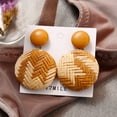 thumbnail image 2 of KDSJSXW Pearl Earrings Studs Bohemian Style Wood Bamboo Rattan Geometric Round Earrings Ladies Jewelry Pearl Earings Studs Earrings for Women Bridal Earrings(Brown,One Size), 2 of 6