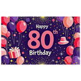 thumbnail image 6 of Happy 80th Birthday Background Banner with Balloons Party Hat and Gift Decors Backdrop for Birthday Party Photography Props Celebration Decorations, 6 of 8