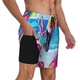thumbnail image 2 of Bingfone Tropical Flamingo Summer for Men's Double Layer Swimming Trunks with Lining, Drawstring Style with Pockets Beach Shorts Men's Swimsuit-3X-Large, 2 of 6