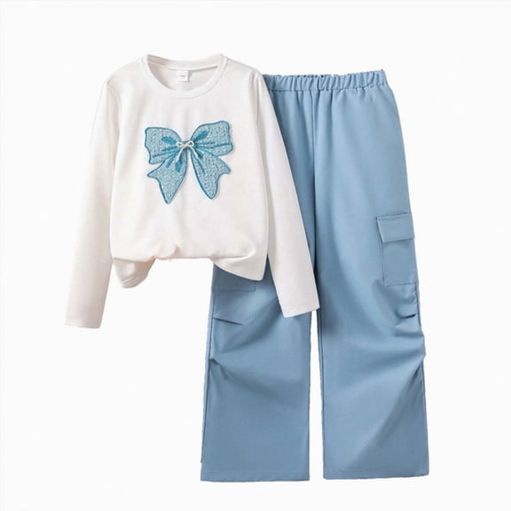 Girls Clothes 2 Piece Fall Winter Outfits for Tween Girl | Long Sleeve Ruched Ribbed Shirt Top with Cargo Pants, Trendy Back to School Outfit, Casual Girls Clothing Sets