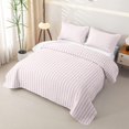 thumbnail image 3 of Castle Fairy Soft Abstract Vertical Strip Bed Spread Queen 3pcs,Watercolor Linear Motif Queen Coverlet Set,White Pastel Pink,1 Quilt and 2 Pillowcases, 3 of 7
