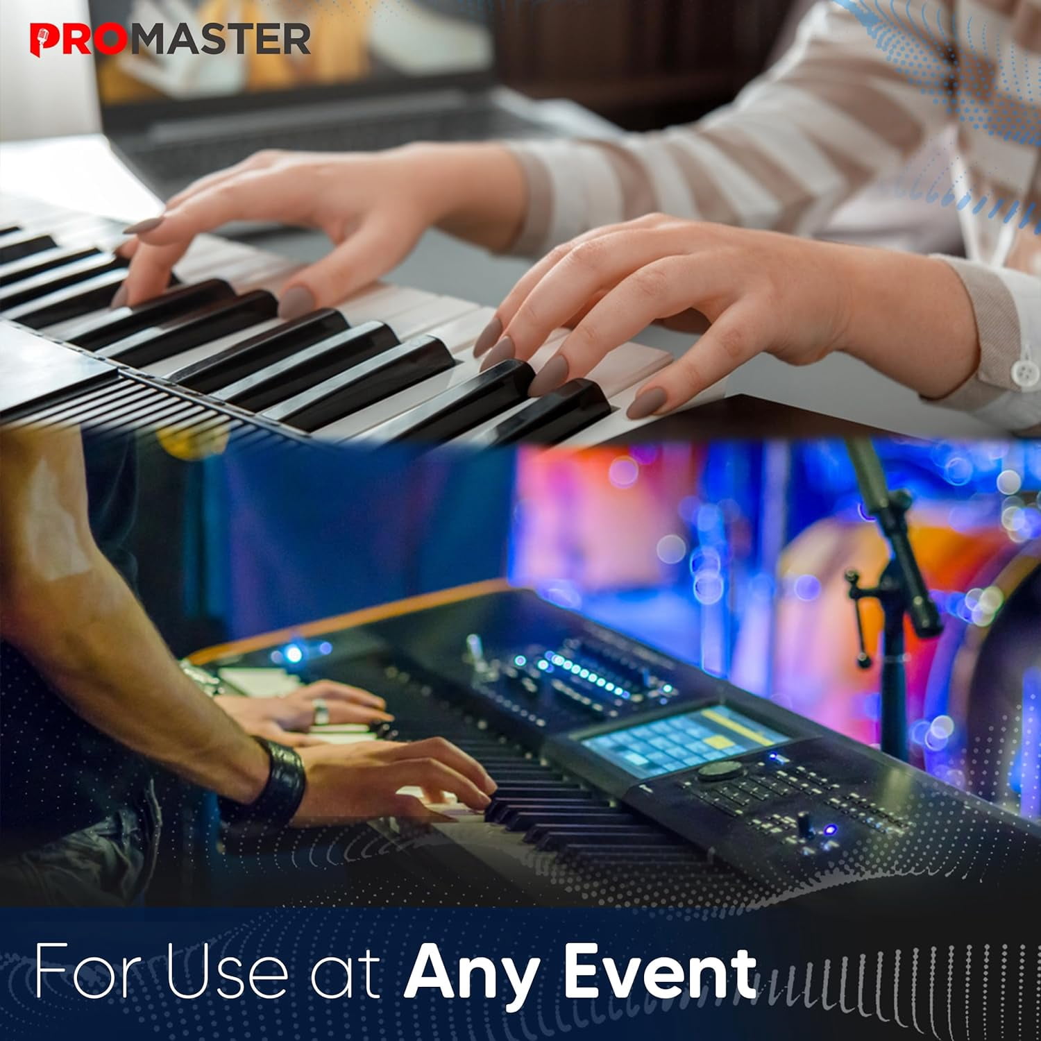 Z-Design Keyboard Stand - Adjustable 20-34 Inches, Portable and Universal with Foam-Padded Arms - Z Style Design for Digital Pianos - Black