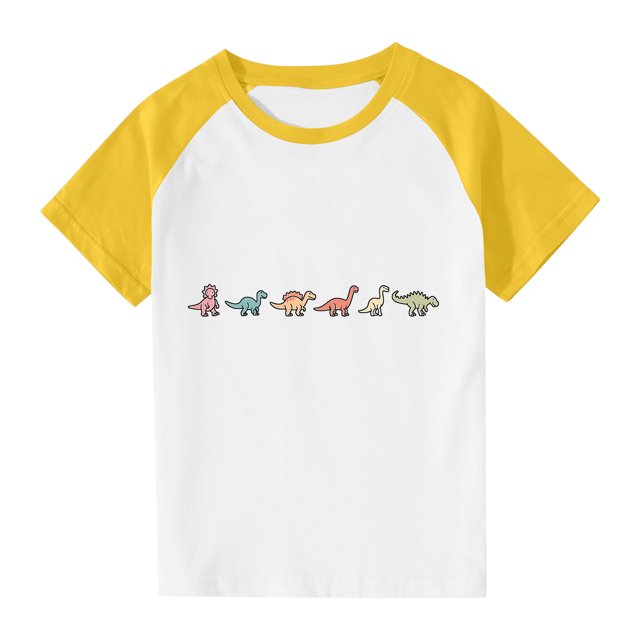 RXIRUCGD 2025 Vêtements d'Été pour Enfants Tout-Petits Garçons Filles Mode Mignon Col Rond Imprimé Manches Courtes Haut