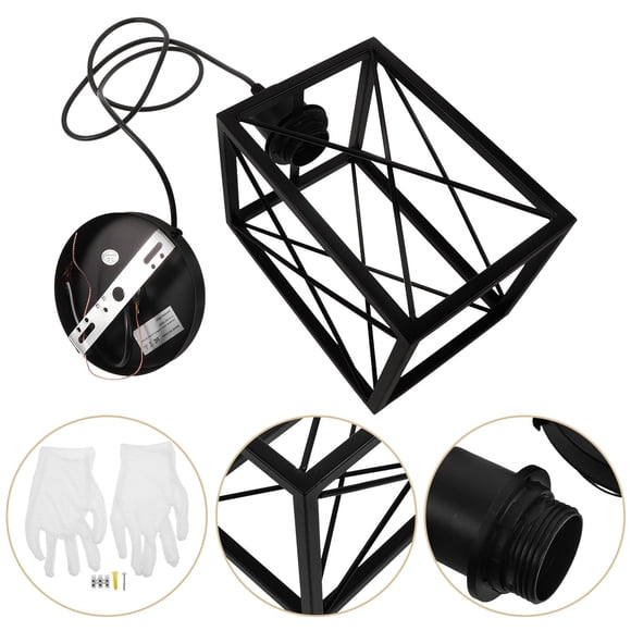 VERDANVERSE Hanging Ceiling Light Glass Black Minimalist 1Set for Dining Area
