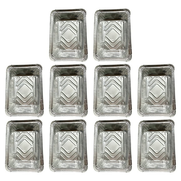 Bewildely Paquete de 10 sartenes de papel de aluminio, suministros de cocina, contenedores de comida para llevar de una sola vez, contenedor de Herramientas y accesorios para hornear tapa de 1000ml