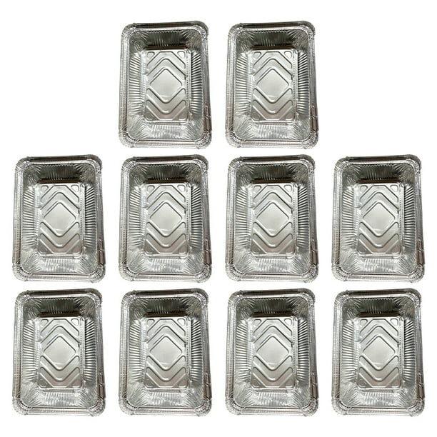 Bewildely Paquete de 10 sartenes de papel de aluminio, accesorios para el hogar, contenedor de alimentos rectangular de gran capacidad de una Herramientas y accesorios para hornear tapa de 1000ml