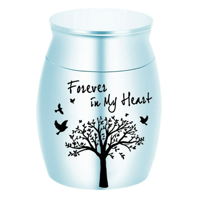 Kjfeif Personalized Small Pet Urn for Ashes - Waterproof Cremation Keepsake Stainless Steel Memorial Urn with Tree Patterns and Text for Ashes Holder Memorial Dog Cat Funeral Decorative