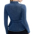 thumbnail image 6 of Tauxra Women's Denim Jacket, Round Neck Long Sleeve Lace Hem Solid Color Coat, 6 of 6