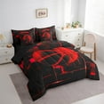 thumbnail image 3 of Erosebridal Red Basketball Bedding Twin Size,Modern Geometric Grid Comforter Sets with Sheets,Glowing Neon Light Bedding Sets Twin Size For Teens,Breathable Room Decor Reversible,7pcs, 3 of 6