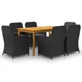 thumbnail image 1 of vidaXL 7 Piece Garden Dining Set Black, 1 of 5
