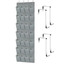HAMCSTNF Over-the-Door Shoe Organizer, 28-Compartment, Holds up to 14-Pairs of Shoes, Gray