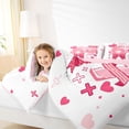 thumbnail image 3 of spefrowx Cute Number 67 Twin Comforter Sets for Girls, Pink Polka Dot Bow Heart Bedding Set, Pink Reversible, 2pcs, 1 Comforter and 1 Pillowcase, 3 of 6