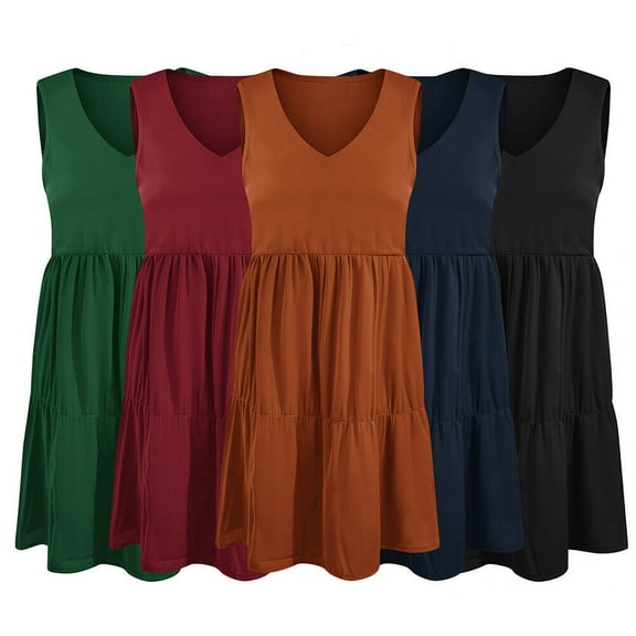 Casual Dresses for Women Sleeveless Cotton Summer Beach Dress Spaghetti Strap Sundresses