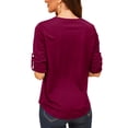 thumbnail image 4 of Innerwin Tee Half Zipper Ladies T-shirt Fall Long Sleeve Elegant T Shirt Pink 3XL, 4 of 5
