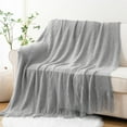 thumbnail image 4 of Battilo Light Grey Throw Blanket,Cozy Knit Blanket with Elegant Fringe,Grey  Blanket ,50"x60", 4 of 8