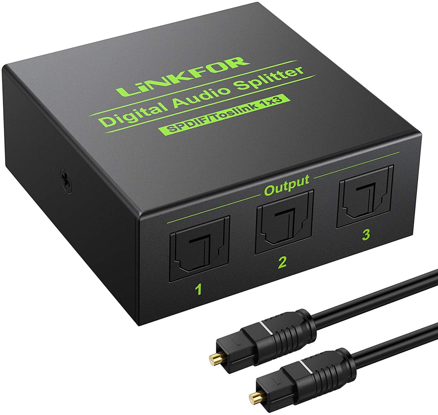 LiNKFOR 3 Port Digital Optical Splitter 1x3 Aluminum Alloy SPDIF