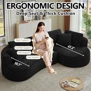 NeoKo Modern Corduroy Oversized and Curved Arm Curved Sectional Sofa with Chaise and Cushions