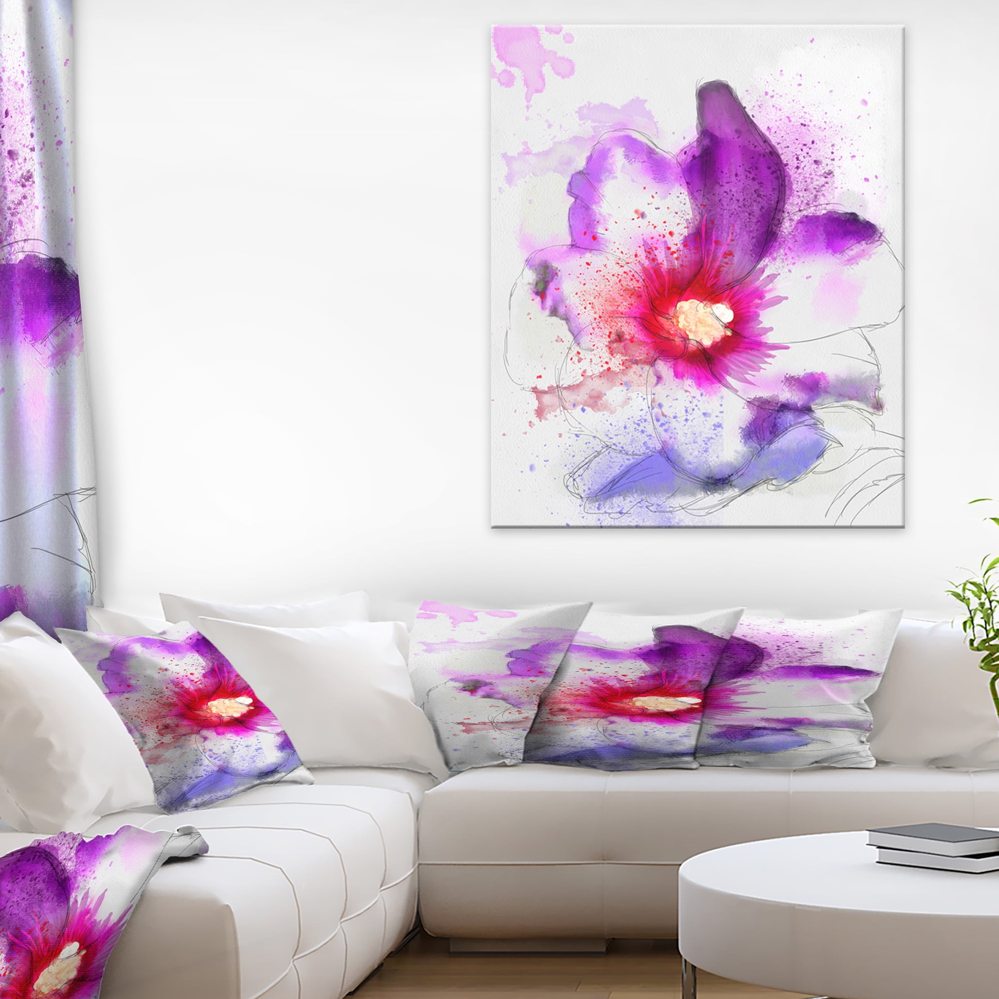 Beautiful Pink Flower Watercolor - Large Floral Canvas Art Print ...