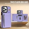 thumbnail image 5 of Allytechgroup Case for iPhone 11 for Girls Women, With Card Holder Detachable Shoulder Strap Premium PU Leather Design Stand Shockproof Protective Phone Case for iPhone 11, Purple, 5 of 6