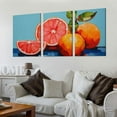 thumbnail image 2 of ONETECH Orange Fruit Wall Art Abstract Fruit Prints Orange Blue Fruit Canvas Abstract Lemon Poster Still Life Painting Citrus Artwork Vintage Fruit Art Fruit Pictures For 12''x16''X3 Panels, 2 of 4