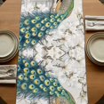 thumbnail image 5 of Luxury Peacock 120 Inch Table Runner, Watercolor Vintage Floral Attic Farmhouse Dresser Scarf Cotton & Linen Tablerunner for Dining/Kitchen Island/Holiday Party Décor 13" x 120", 5 of 9