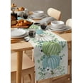 thumbnail image 6 of Fall Table Runner 108 Inches, Blue Green Pumpkins Thanksgiving Eucalyptus Leaf Flower Bed Runner Dresser Scarves Tabletop for Indoor Outdoor Parties/Ceremony/Banquet, 13"x 108", 6 of 8