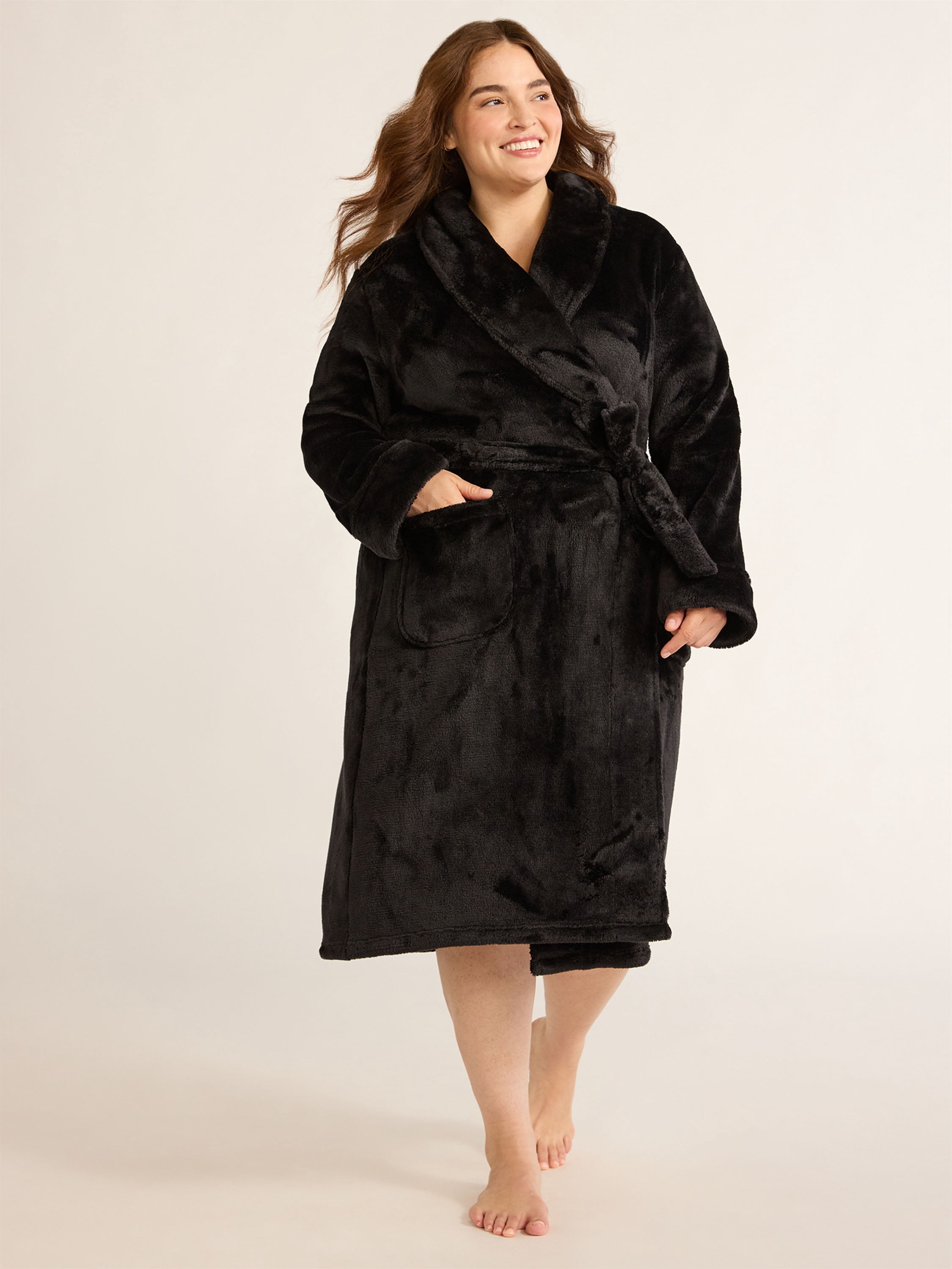 Joyspun Women's Plush Robe, Sizes S to 3X