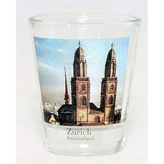 Zurich Switzerland The Grossmünster Church Color Photo Shot Glass