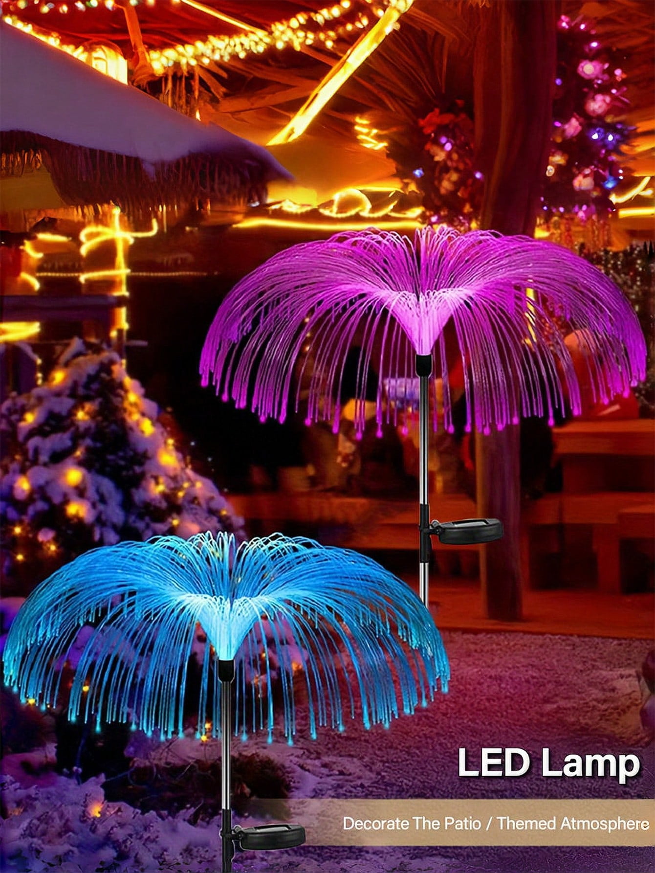 Solar Garden Lights Outdoor Waterproof 7-Color Changing LED Jellyfish Lights with Solar Power, Light Sensor and Waterproof Design for Garden, Yard and Patio Decorative (2 Pcs)