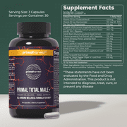 Primal Harvest Total Male + Men's Multivitamin with Vitamin D3, Zinc, Maca Root, Black Pepper Extract, 90 Count
