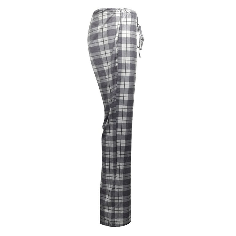 HAPIMO Savings Women's Flannel Pajama Pant Buffalo Plaid Pajama with  Pockets Wide Leg Lightweight Casual Elastic Waist Home Yoga Pant Gray S