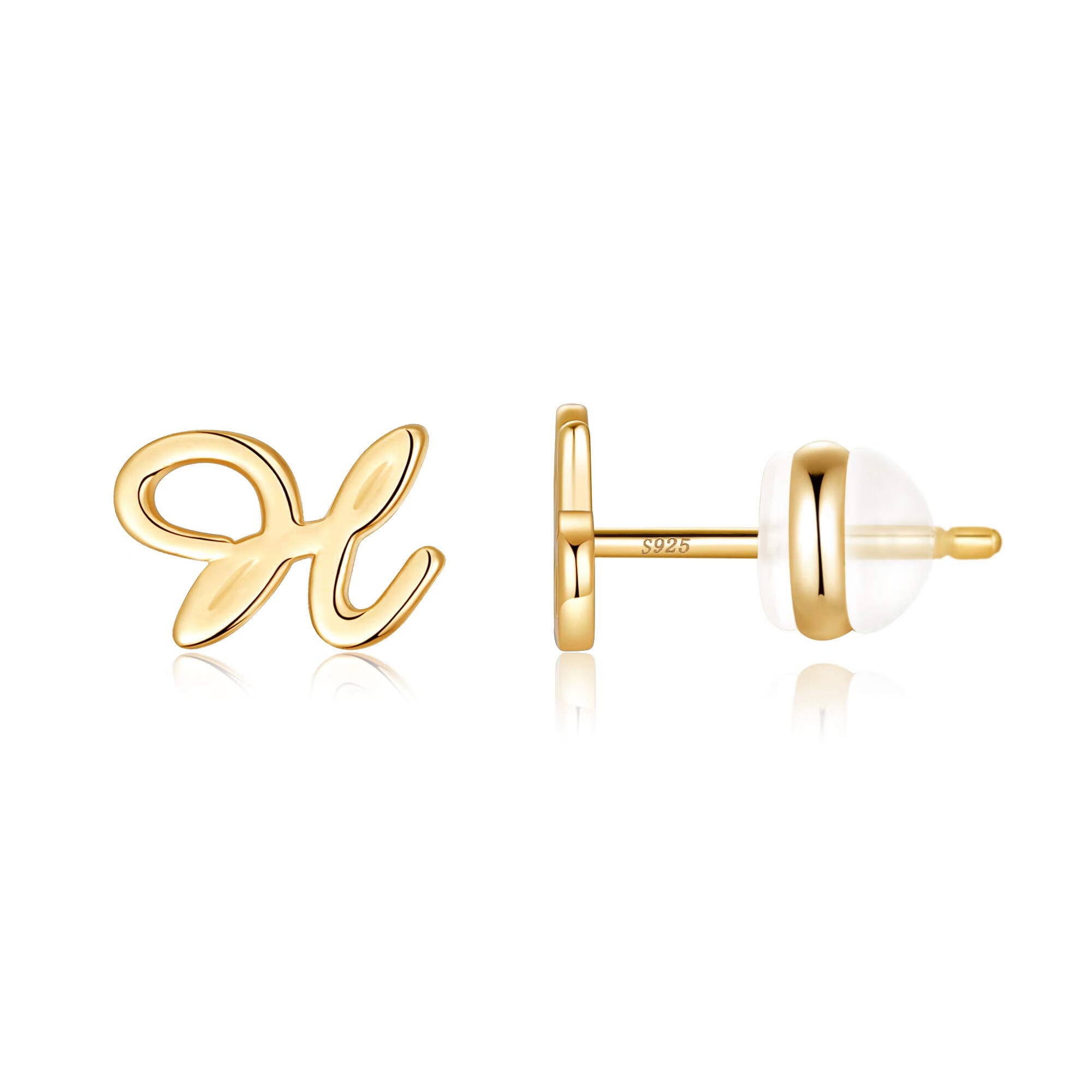9ct Yellow Gold Mini Initial 'W' Stud Earrings main image 0