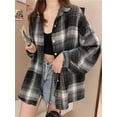 thumbnail image 3 of Camisa a cuadros para mujer, Top de manga larga de otoño, blusa Vintage a la moda con una botonadura, camisas holgadas a cuadros de estilo Preppy para mujer, 3 of 5