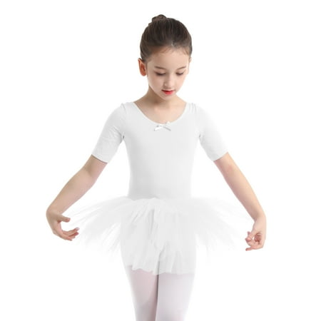 

iiniim Toddler Girls Tutu Dress Ballet Dance Leotard Short Sleeves Tulle Dress Gymnastics Bodysuit