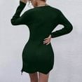 thumbnail image 3 of Women's U Neck Elegant Long Sleeved Autumn And Winter Knitted Dress Fuzzy Dress Girls Christmas Sweater Dress Womens Sweater Dress Slit Fall Dress Long Knot Dress Dresses Woman Size Medium Sweater, 3 of 4