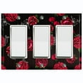 thumbnail image 1 of Metal Light Switch Plate Outlet Cover Dark Red Roses Black Pinstripe Wallpaper ROS042, 1 of 13