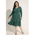 thumbnail image 3 of CASSIE LIZ Plus Size Womens Dresses Casual Green Glitter Fall Sweater Dresses Fashion Midi Elastic Waist Long Sleeve Party Sequin Elegant V Neck Loose Fit Winter Dress with Pocket XL 14W 16W, 3 of 7