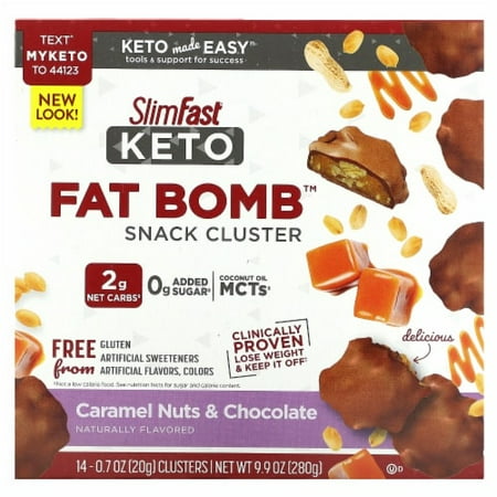 2X-SlimFast Keto Fat Bomb Caramel Nut Clusters - 0.7 oz - 14 ct