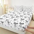thumbnail image 3 of jejeloiu Cute Bowknot Twin Sheet Sets,Black Flower Floral Twin Fitted Sheet,Kawaii Bowtie Bow Flat Sheet For Girls,Super Cozy Bedroom Decor,3-Piece, 3 of 7
