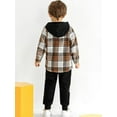thumbnail image 6 of Kids Toddler Boy Clothes Flannel Plaid Hoodied Tops + Casual Pants Boys Fall Winter Outfits, 6 of 6