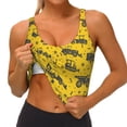 thumbnail image 4 of Haiem Vintage Excavator Pattern Womens Sports Bra - U Neck Padded Low Impact Yoga Bra Workout Crop Top Gym Moisture-Wicking Workout Vest -Small, 4 of 9