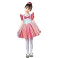 thumbnail image 3 of Loopsun Girls Princess Dress, Girls Sequin Star Sleeveless Crew Neck Sundress Puff Performance Dress Red, 5-6 Years, 3 of 5