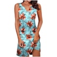 thumbnail image 5 of Gamivast Summer Dress for Women Straight Fit V-Neck Mini Dress Sleeveless Sundress Tropical Hibiscus Floral Print for Beach Cruise Vacation, 5 of 8