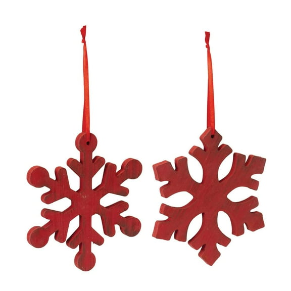 Melrose Wood Snowflake Christmas Ornaments - 7.75" - 12ct