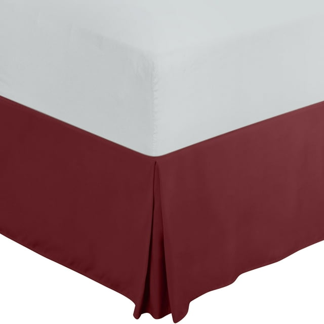 Falda de cama Utopia Bedding Queen con pliegues cuádruples, color burdeos