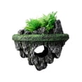 thumbnail image 2 of Floating Aquarium Rock Cave Ornament, 6.3x7.1in Artificial Moss Floating Stone Fish Tank Decor with Simulated Green Plants, 2 of 7