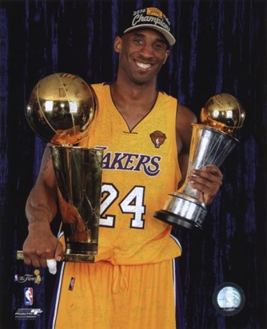 Kobe Bryant with 2010 MVP & Championship Trophies in Studio (#29 ...